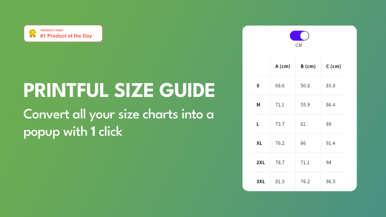 Printful Size Chart