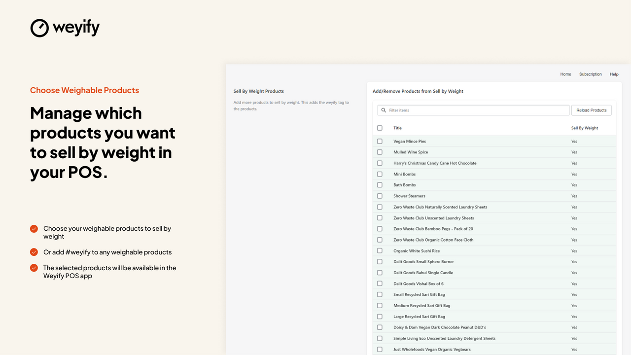 Weyify - Choose your weighable products