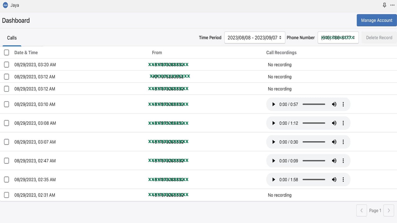 Call Log Dashboard Image