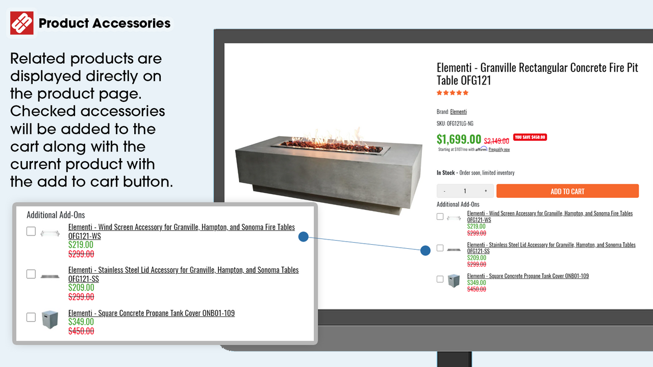 Product Accessories on desktop