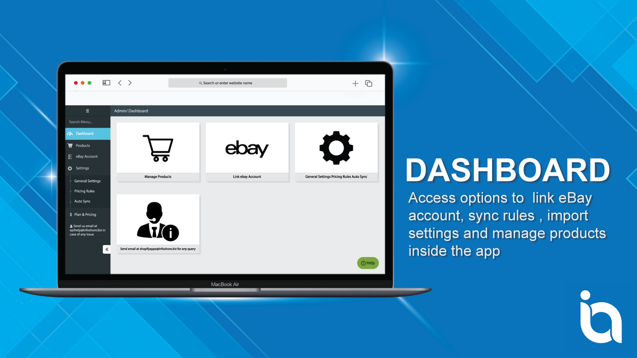 Dashboard provides options to manage listings and settings