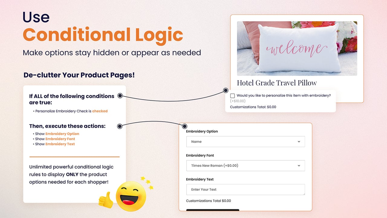 Conditional logic product options Shopify app