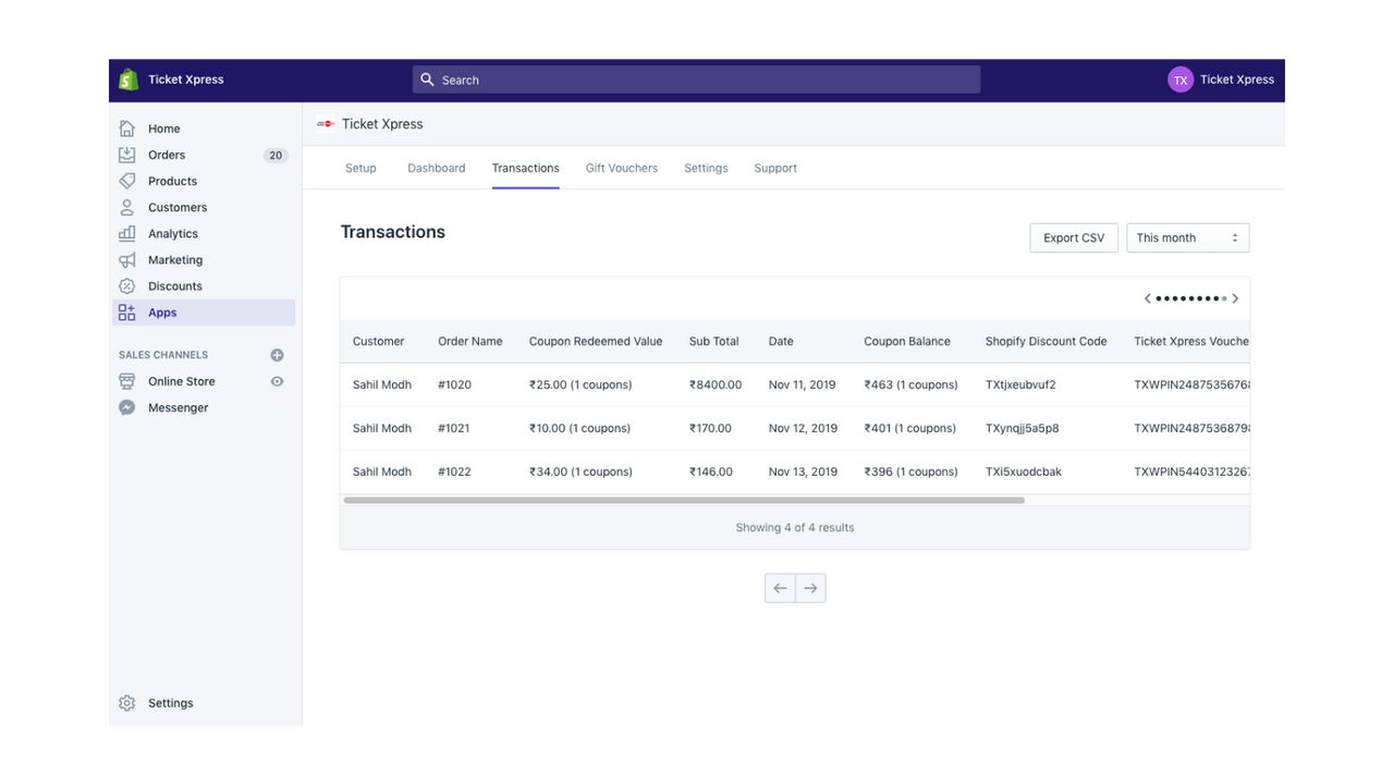 Ticket Xpress Transactions