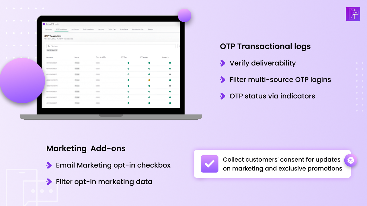 Simply OTP Login_Logs & Marketing_Consent