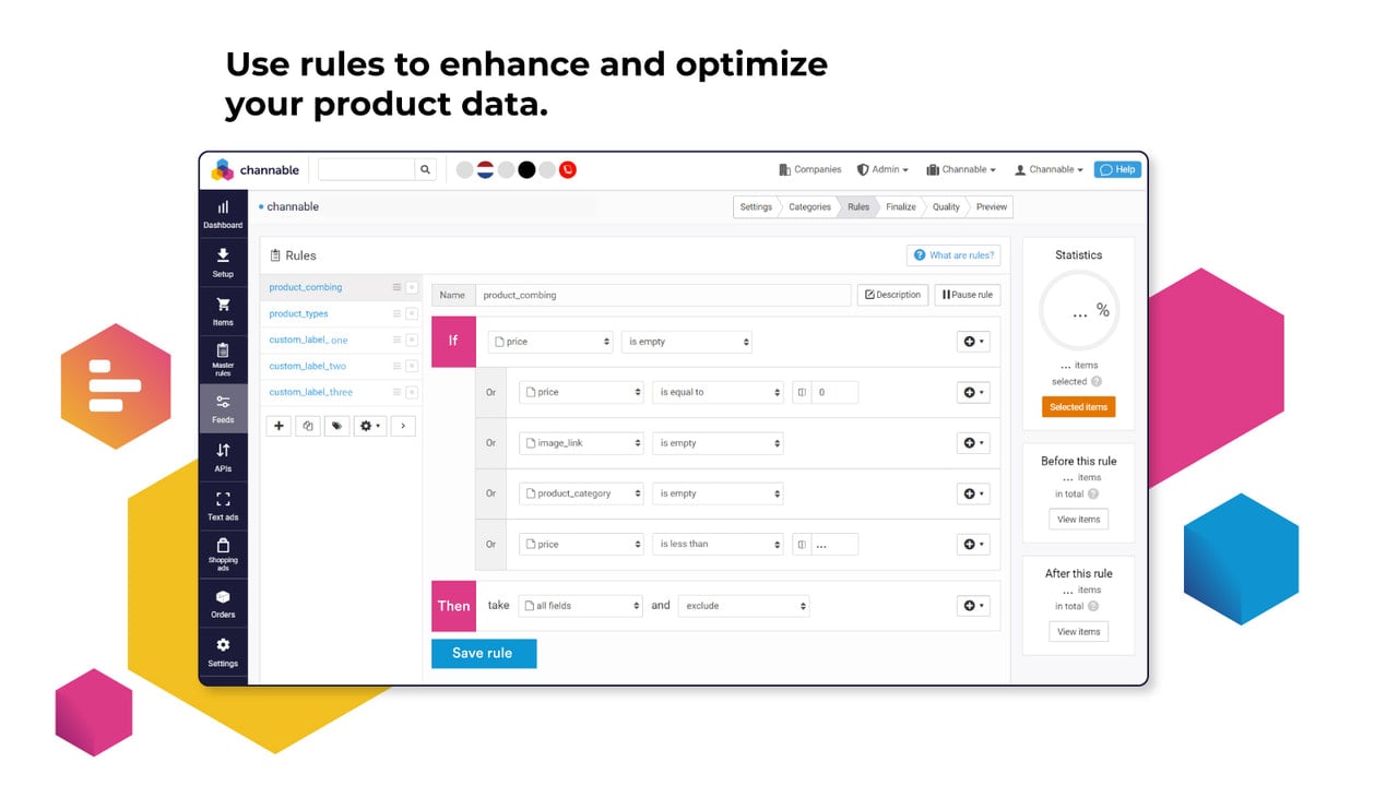 Use rules to optimize your feed data at scale