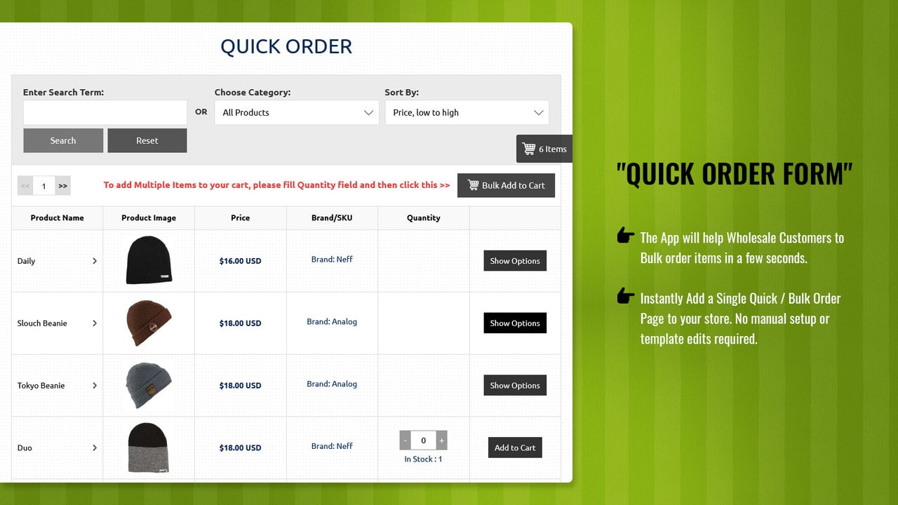 Quick Order Form