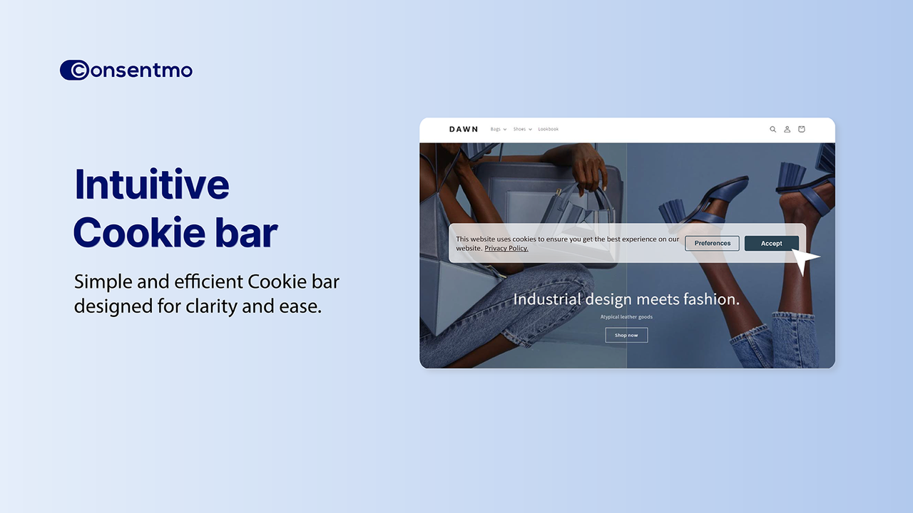 Consentmo's user-friendly Cookie bar for GDPR compliance.