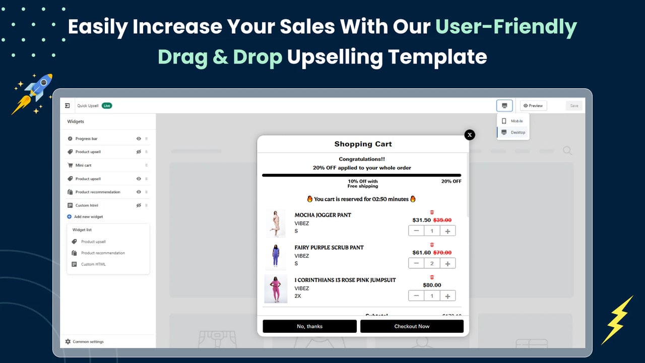 Drag & Drop upselling