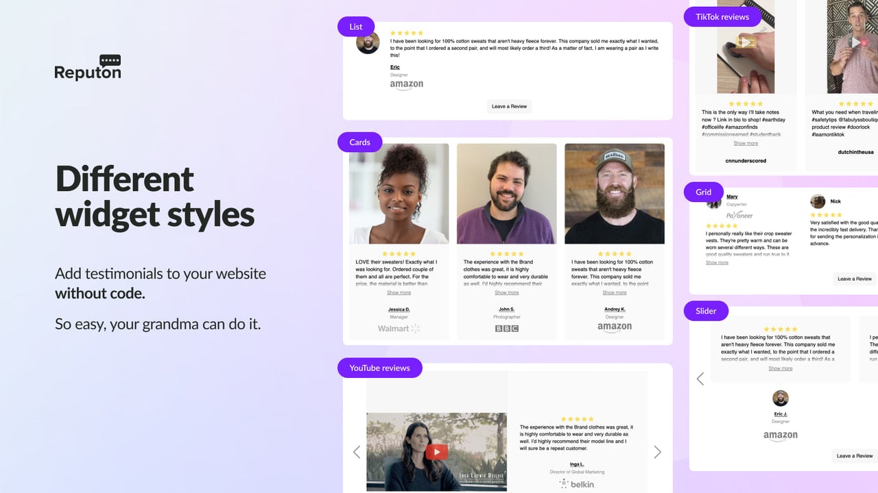 Testimonials slider widget