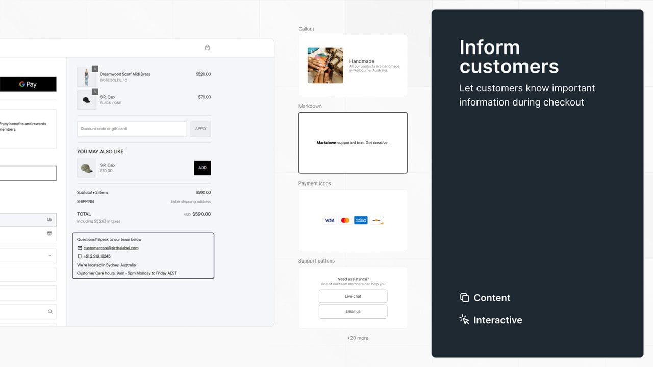 Shopify Checkout Content Components