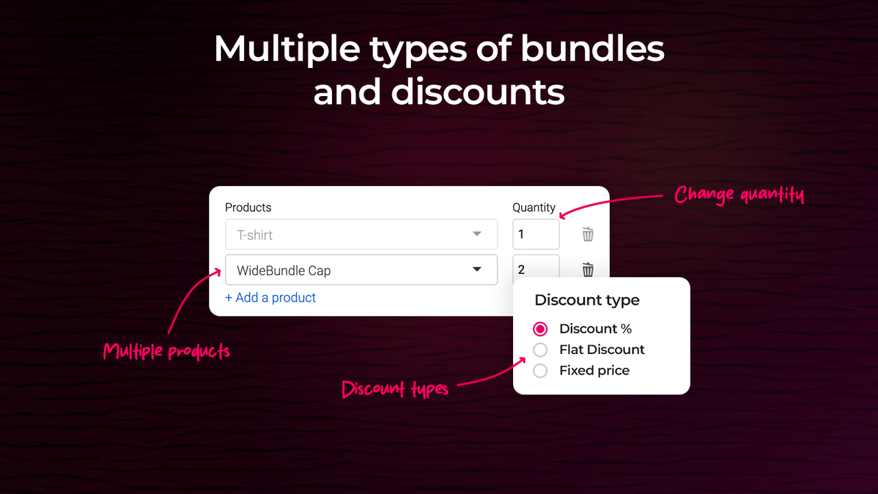 Create bundles with multiple products and set different discount