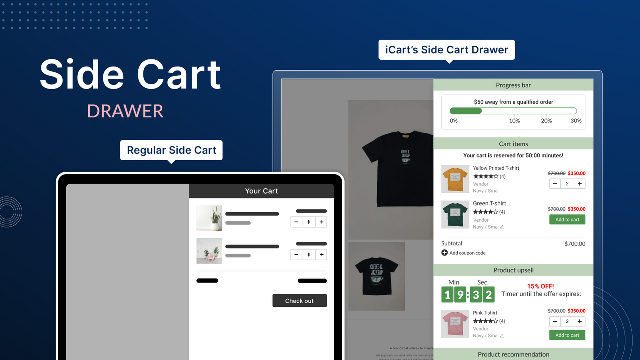 Show in cart upsell, free gift, cart discount in cart drawer