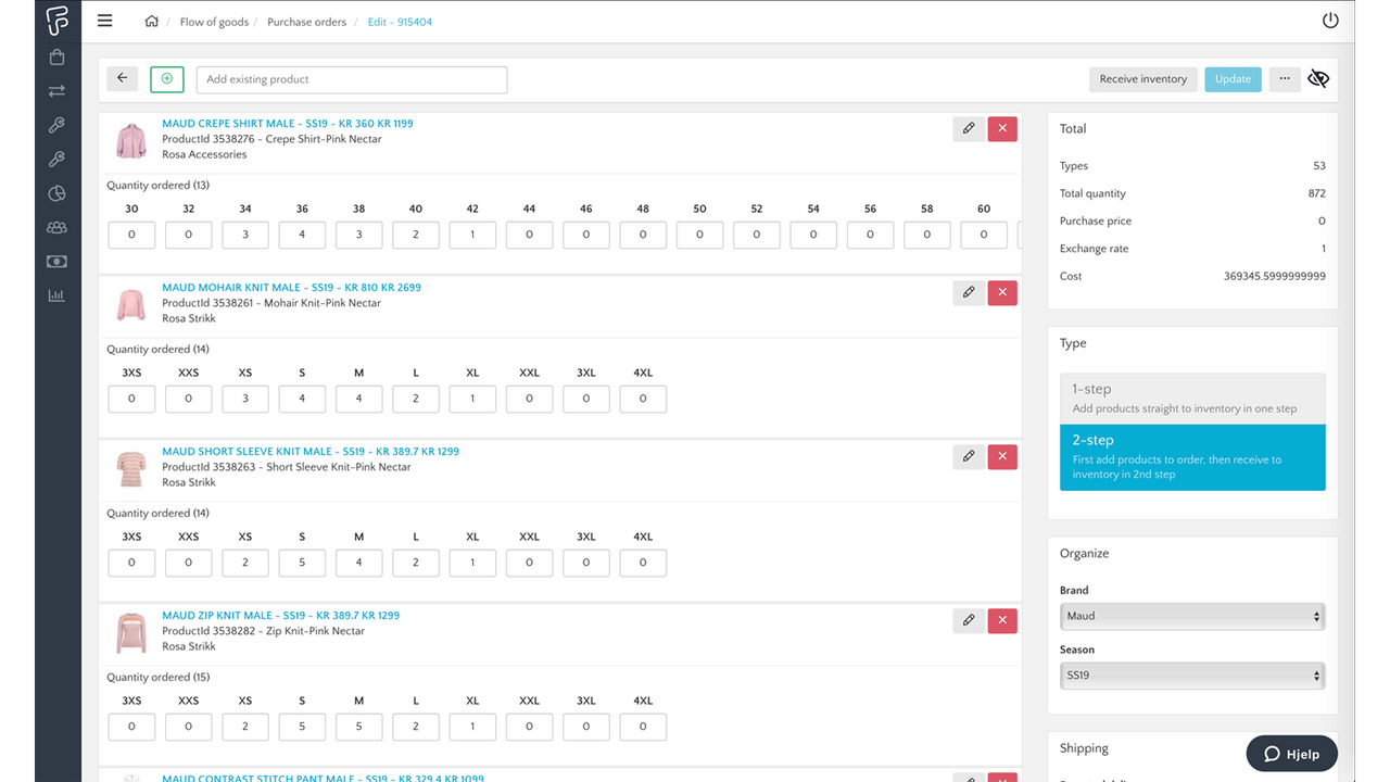 Mange your stores purchase orders. Add manually or import.