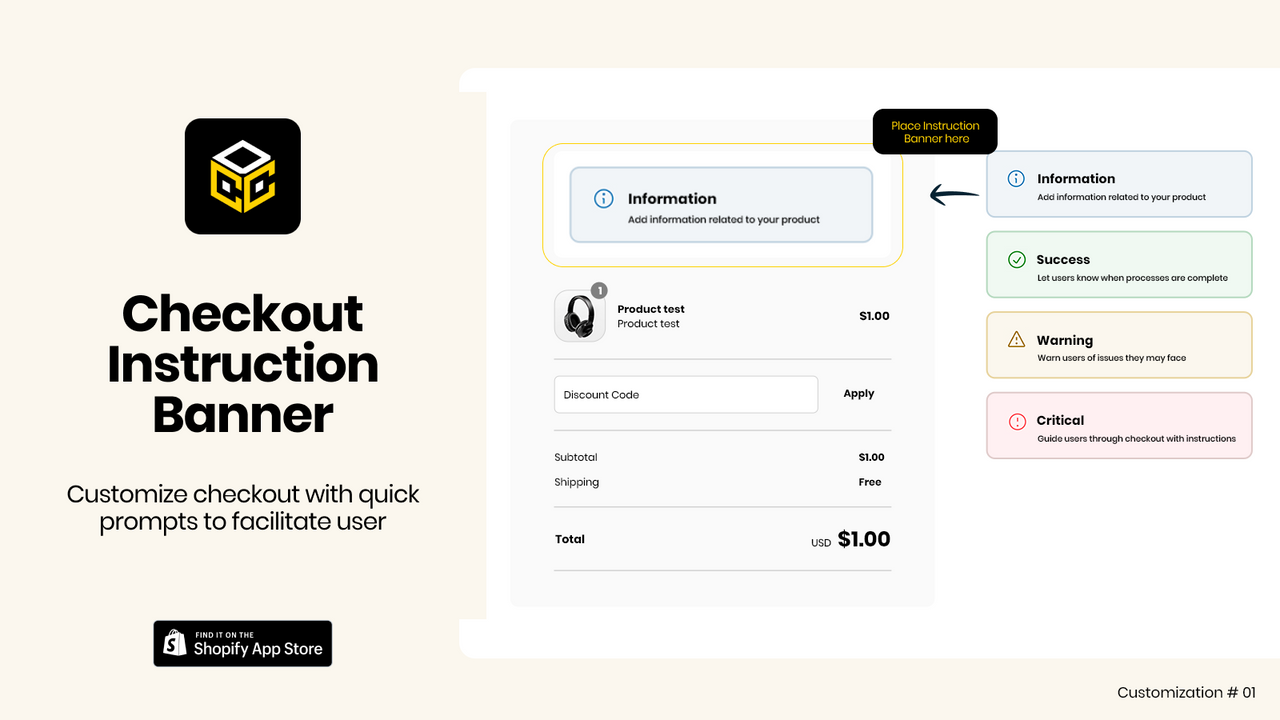 Checkout Instruction Banner - Dynamic Checkout Customizer