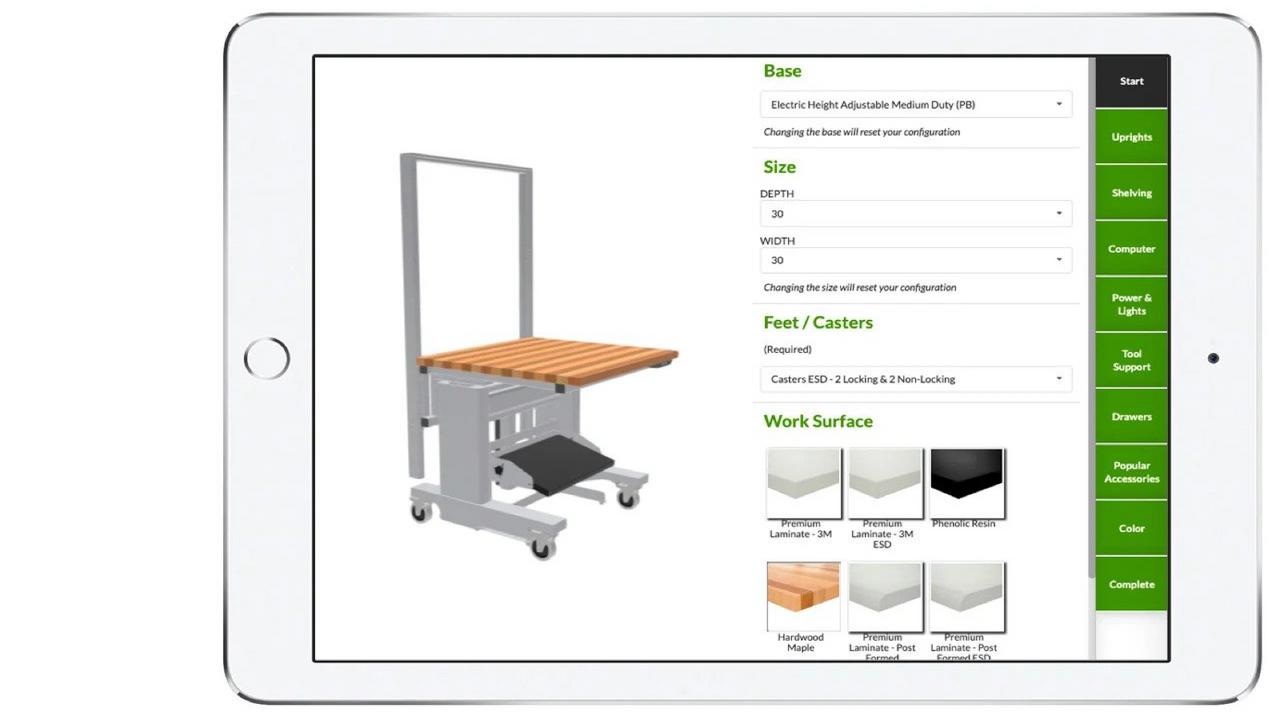 Our product customizer allows flexibility in three dimensions.