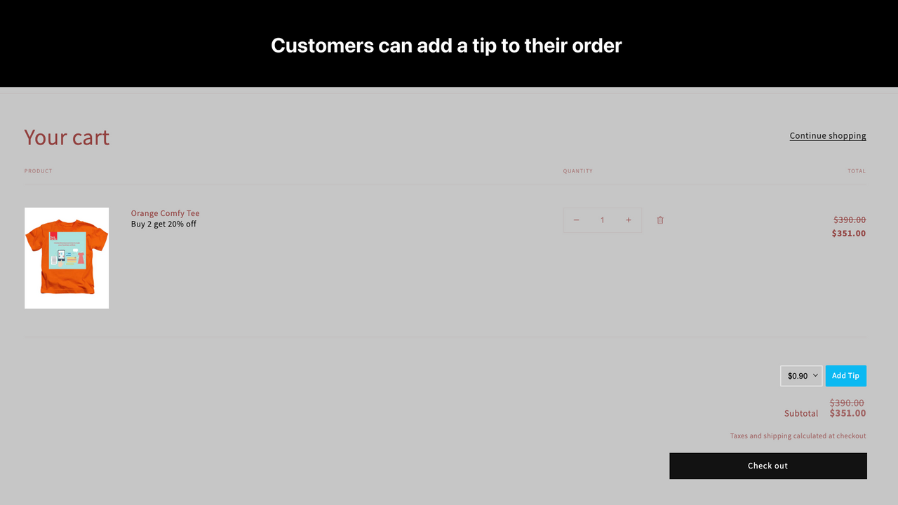 Add a tip option to your cart page