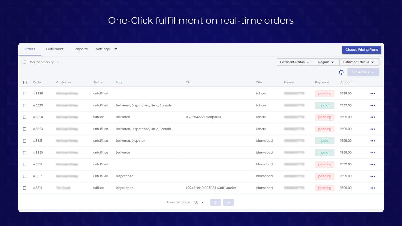 Orders Screen