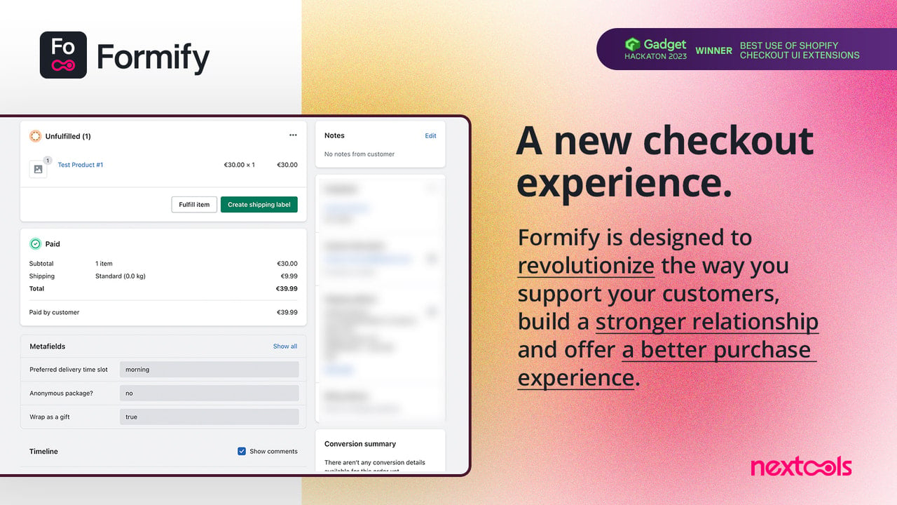 Formify: create custom form in check out