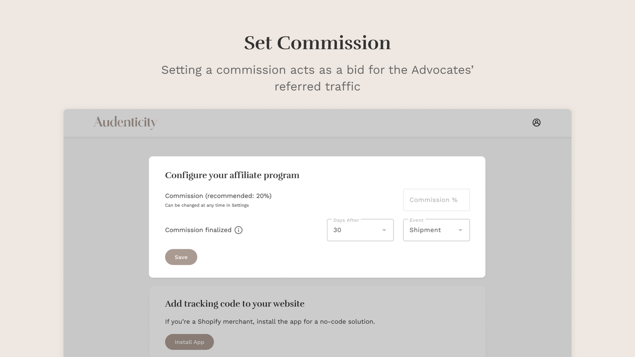 Set a commission to bid on customer traffic from Advocates