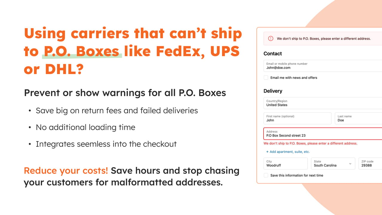 po box benefits - checkout validation