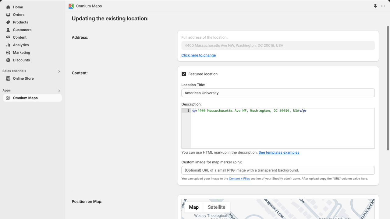 Omnium Maps, location editor