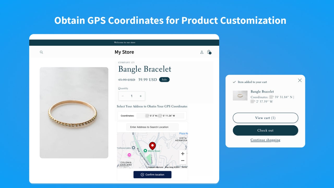 Offer Product Customization with GPS Coordinates in Product Page