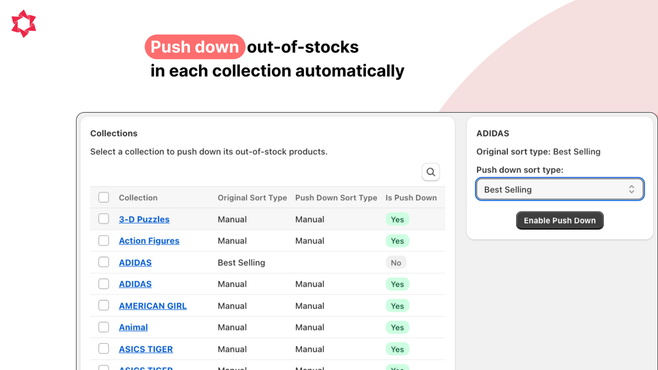 Push down sold out items to bottom in real-time