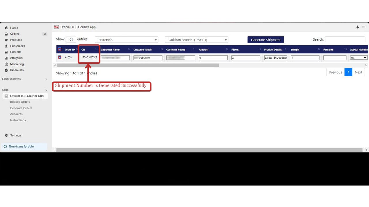 CN generated after orders are verified and pushed to portal.