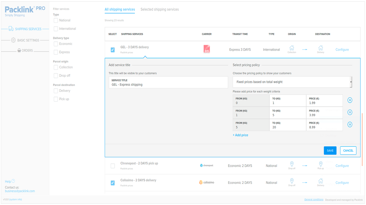 Choose the pricing policy to show your customers