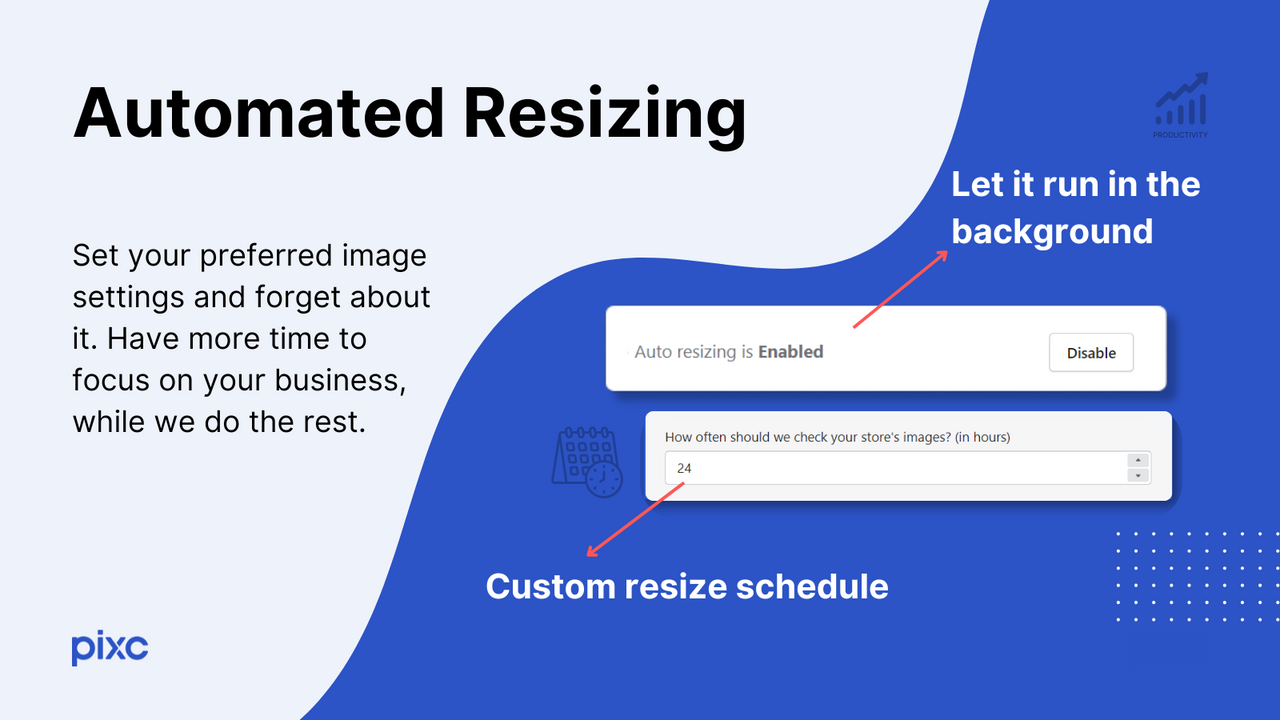 Set a schedule for how often the app auto resizes your images