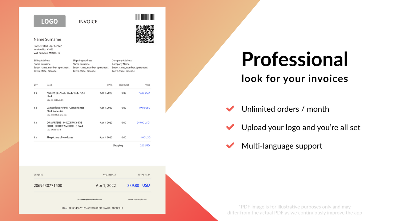 PDF Generator – professional looking invoices / receipts