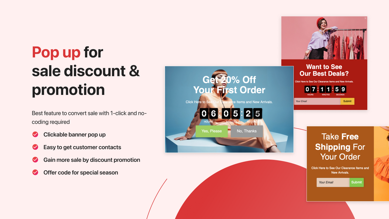 promote & conver popup, offer, first time offer, special release