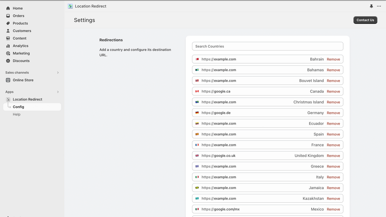 Easy to configure multiple country redirects