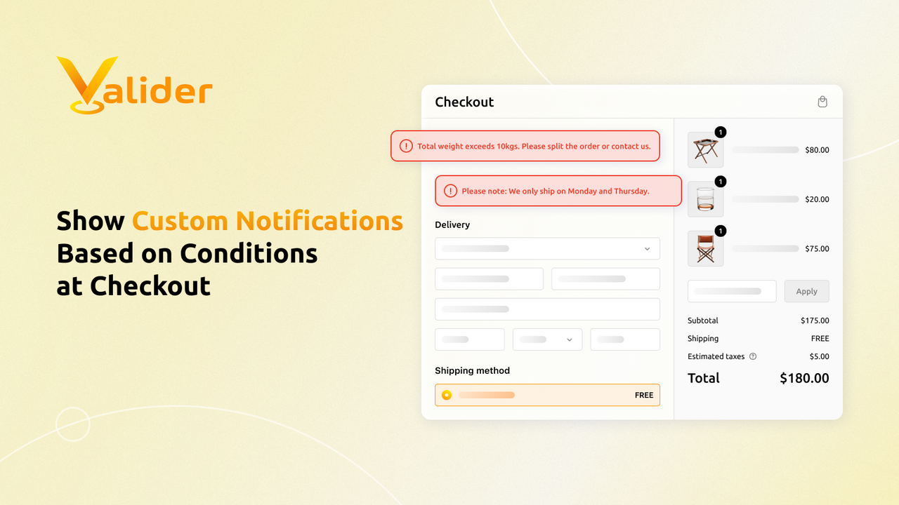 Show Custom Notifications Based on Conditions at Checkout