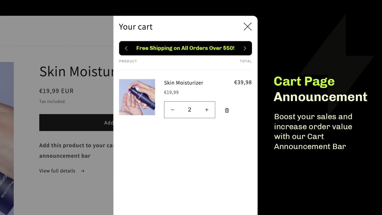 Essential Shopify cart announcement app