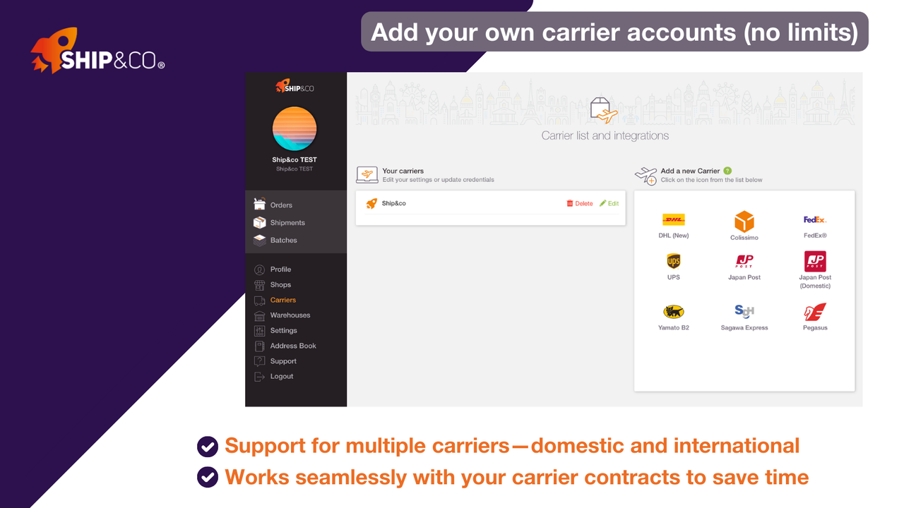 Add your own carrier accounts