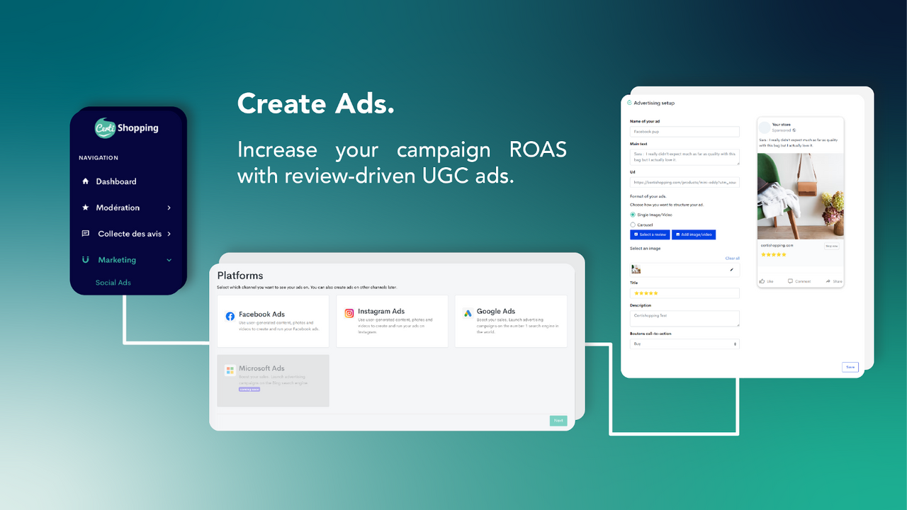 Create ads and increase you roas with reviews UGC