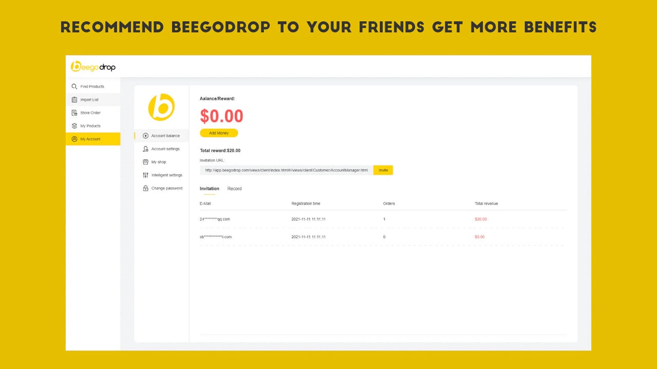 Recommend beegodrop to your friends get more benefits