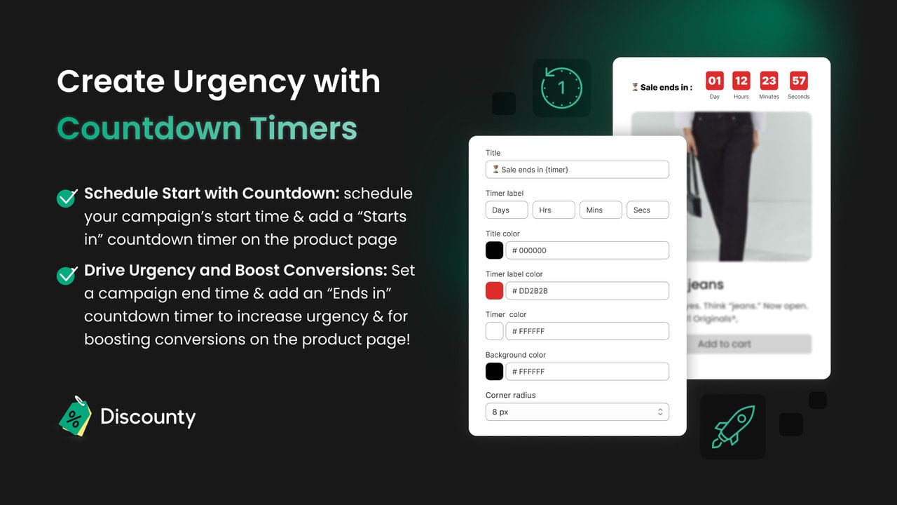 Create urgency with Countdown timer - ends in or start in