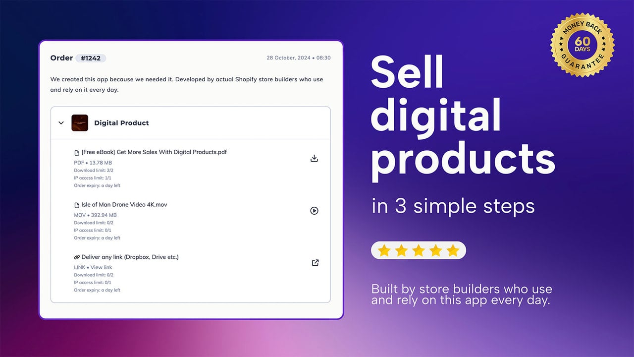 sell digital downloads and digital products on shopify