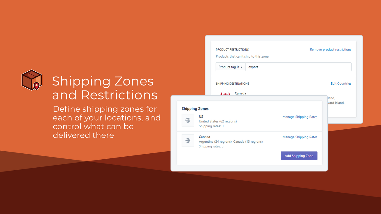 Parcelify shipping zones let you choose what regions rates apply