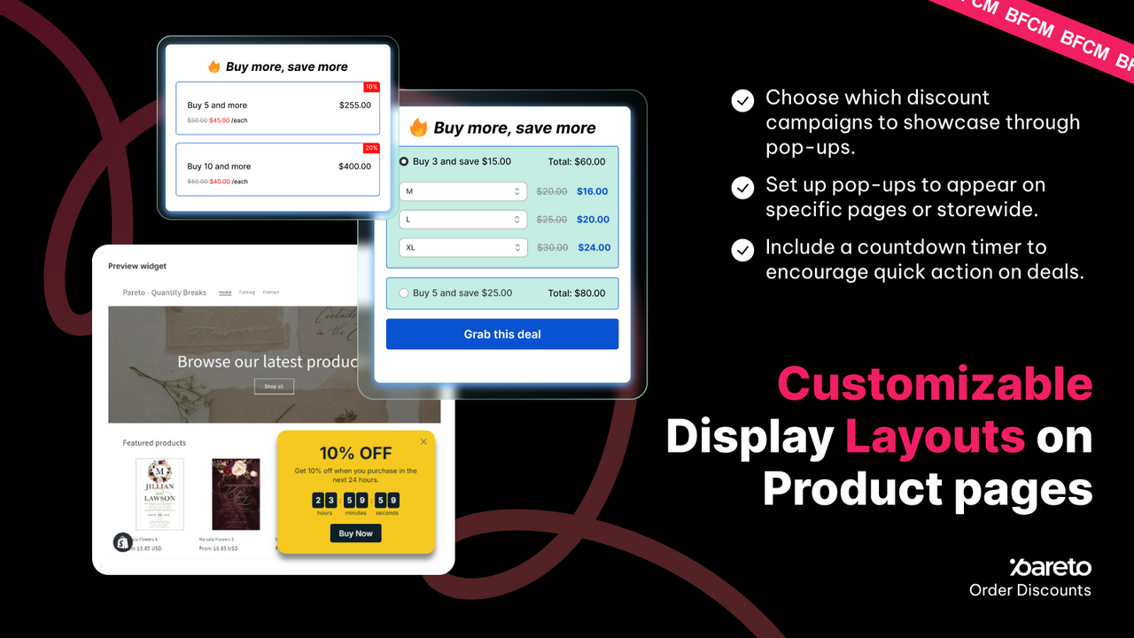 Customize quantity breaks, volume discount, product bundles