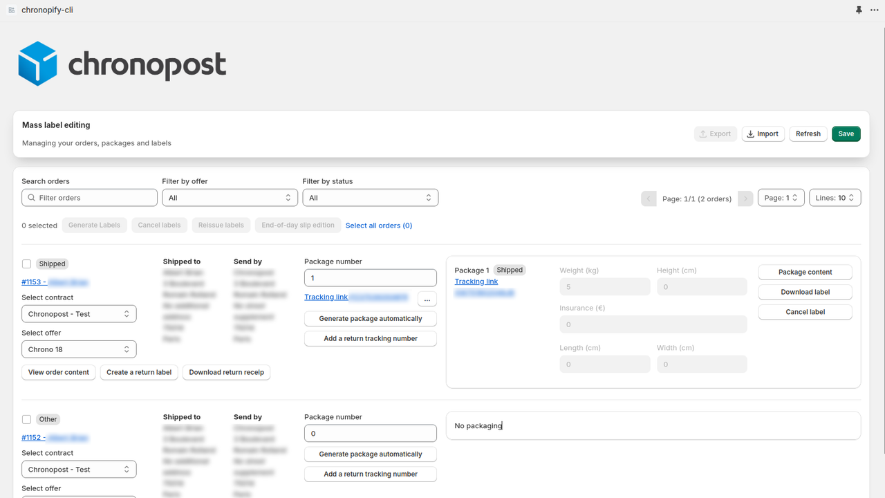 Shipping Labels Management : creation, tracking & return