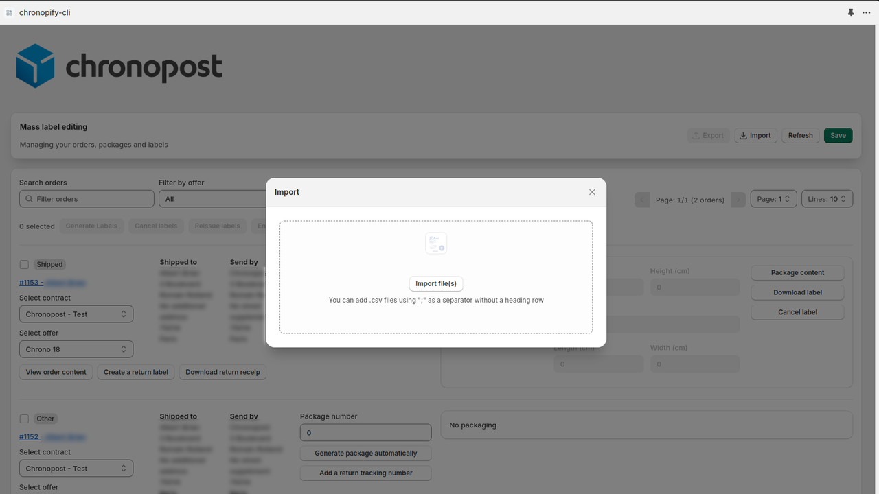 Shipping Labels Import Management