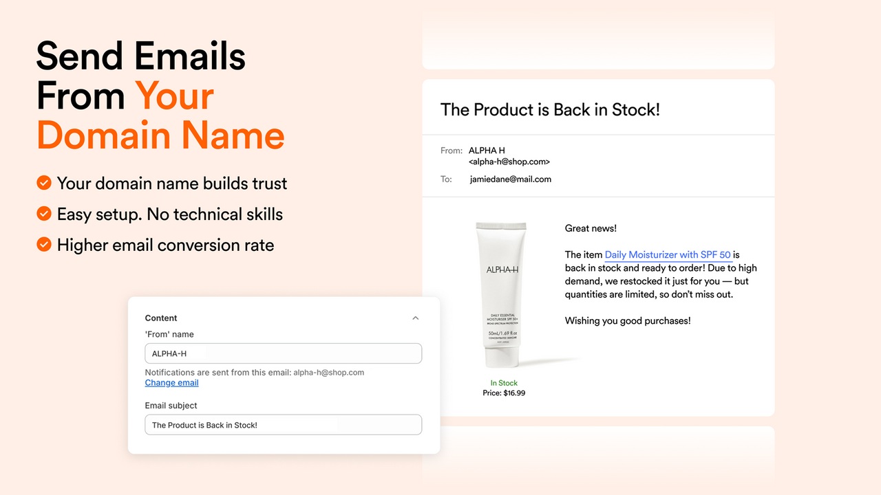 shopify notify when back in stock from your domain