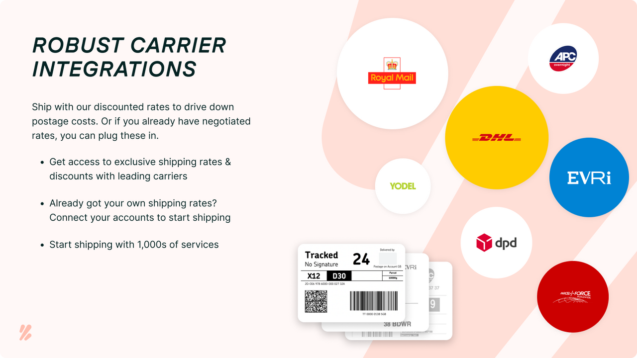 Get access to shipping services from leading carriers