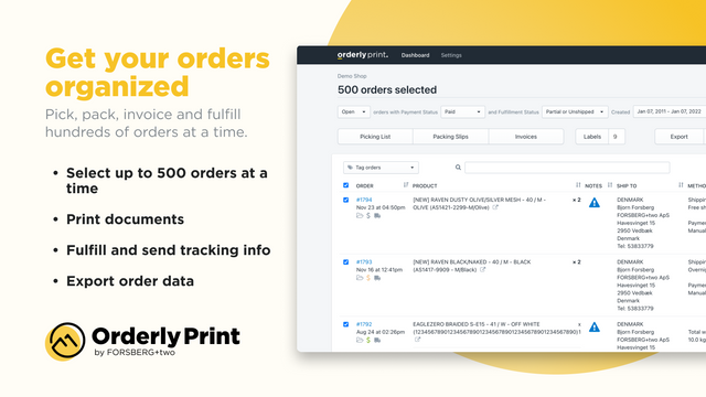 Orderly Print ‑ Pack & Invoice