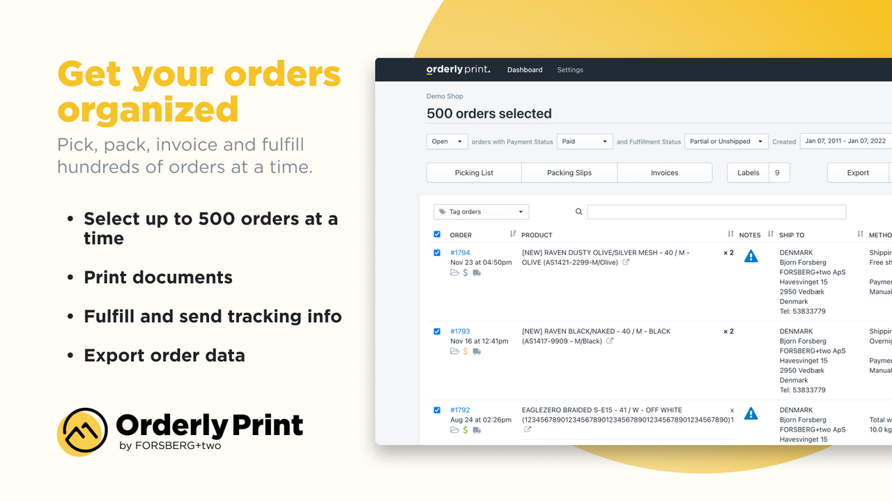 Organized: Pick, pack, invoice & fulfill 100s of orders at once