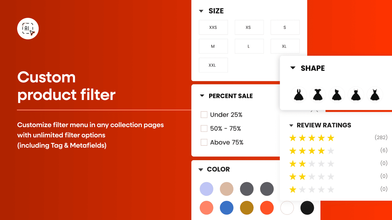 Shopify product filter. Customize filter menu in any pages