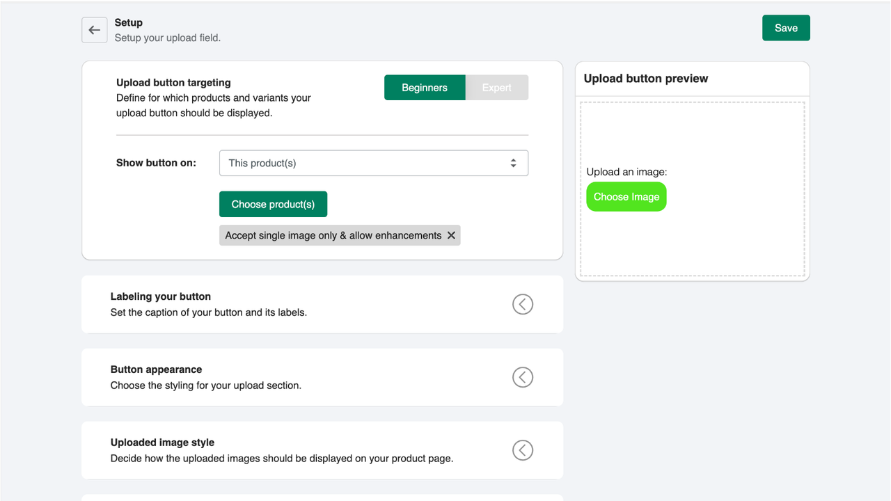 Uploadly File Upload settings page